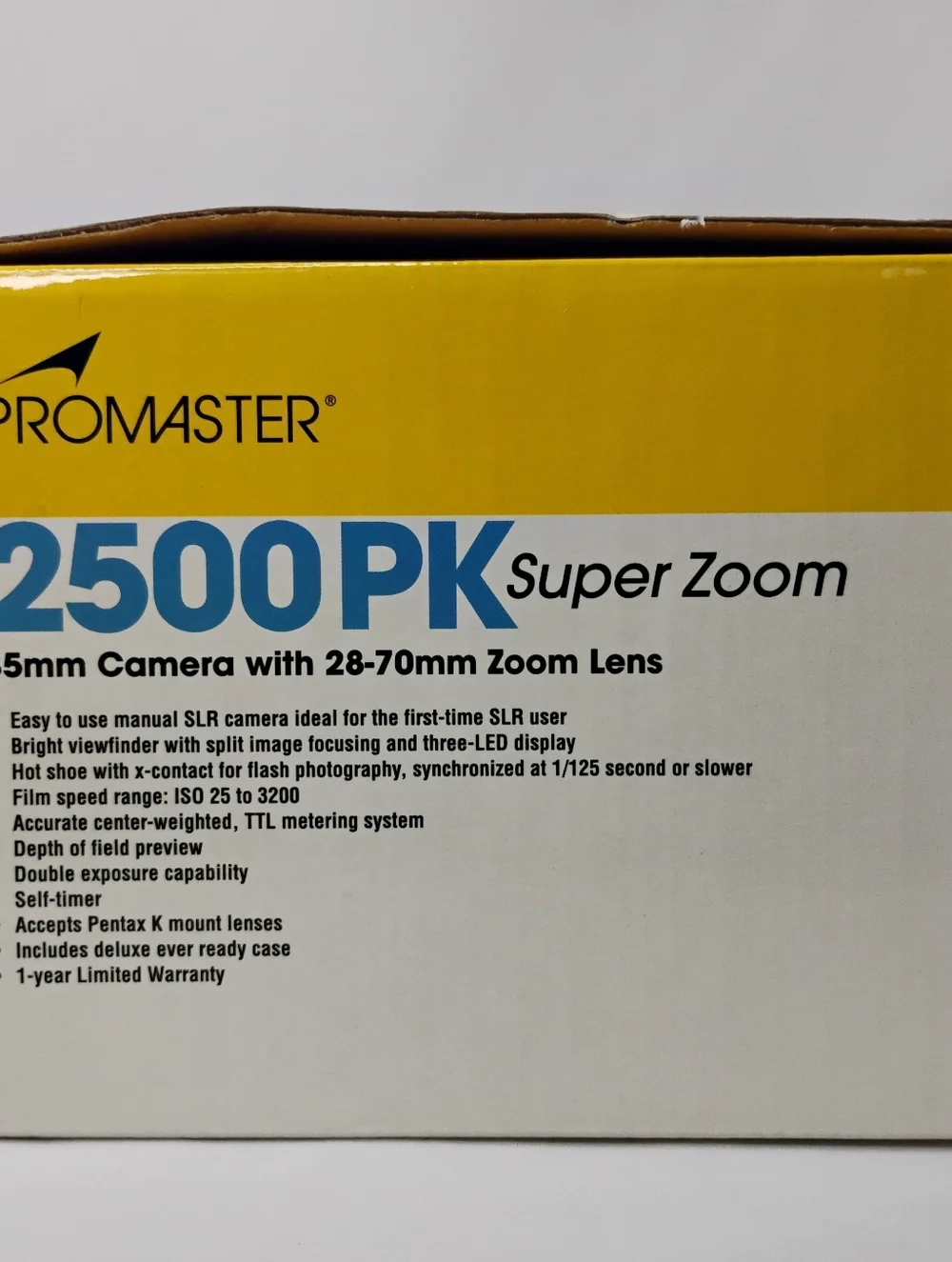 (NO CAMERA) Promaster 2500PK 35mm Super Zoom Box + Strap Lens Cap Eyepiece Cover